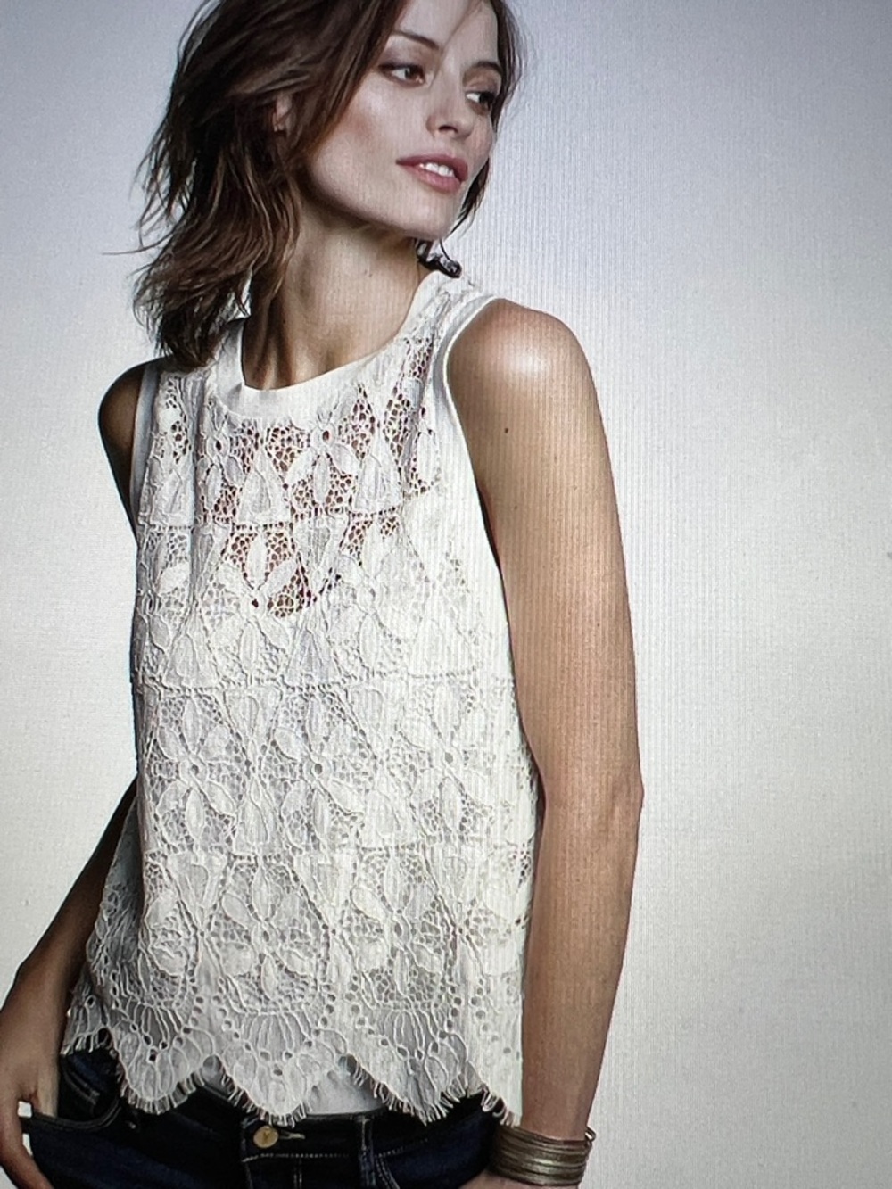 Anthropologie Scalloped Lace Tank by Deletta